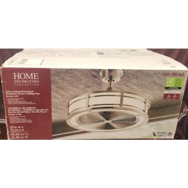 23-Inch LED Drum Ceiling Fan, Indoor/Outdoor, Model 1001 092 505