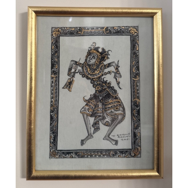 Framed Vintage Balinese Batik Prada Painting 8x10