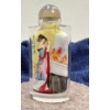 Hand Painted Coy Lady Glass Snuff Bottle with Spoon 3.25H