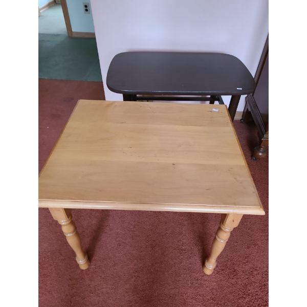 Pair of Side Tables- Pine Finish 24 L,  20 W,  20 T and Brown Wood with Shelf 28 L, 18 W, 20 T