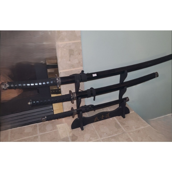 Samurai Swords on Stand- Longest 40 W Total Length 