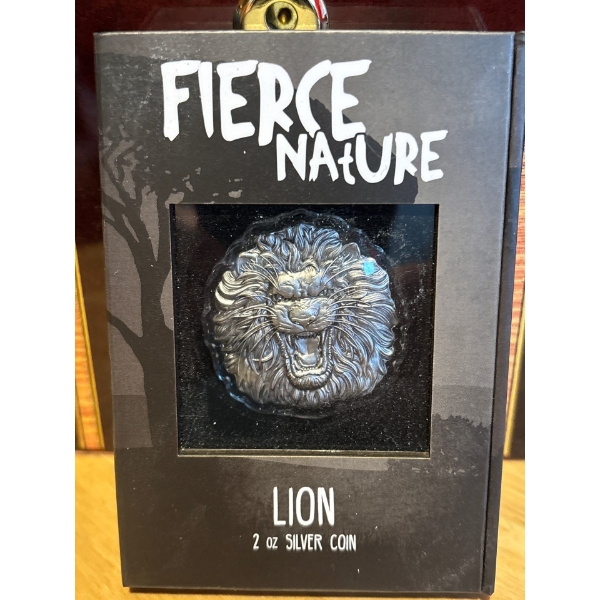 LION FIERCE NATURE 2022 2 OZ $5 FINE SILVER COIN – NIUE – NZ MINT