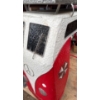 Image 3 : Metal Mercedes Bus Desk w/ 2 Red Stools, Desk Measures 38In Long, 41In Tall 