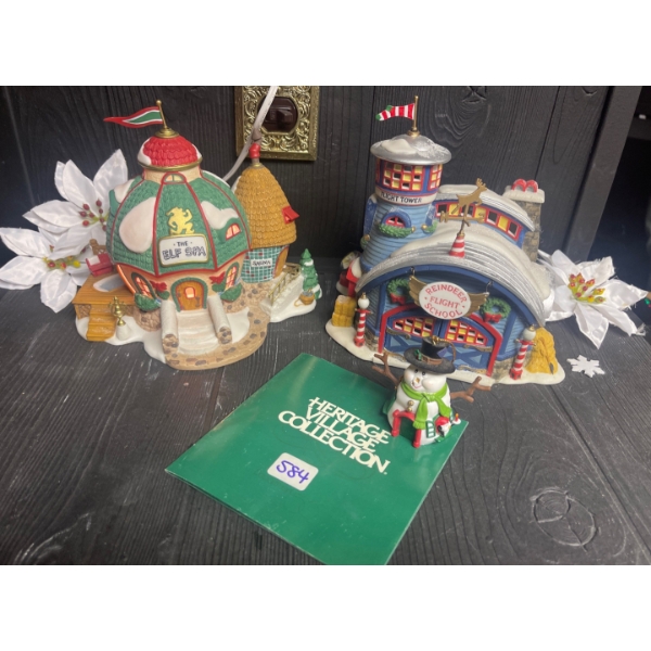Heritage Village Collection LED Elf Spa & Reindeer Flight School