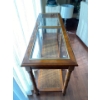 Image 2 : Glass & Wood Side Table 17D x 50L x 27T