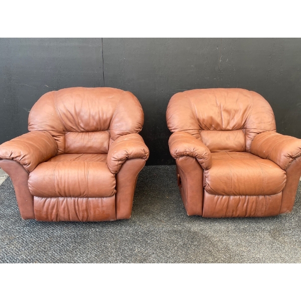 Pair of Reclining Leather Chairs 44" x 41" x 38"