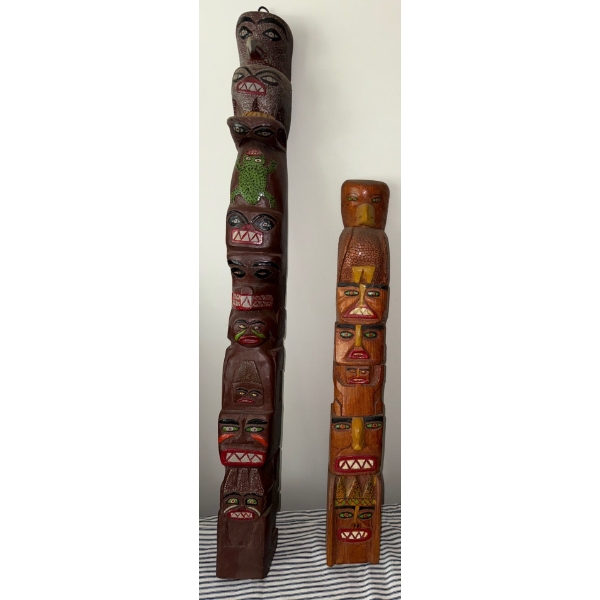 Coastal Indigenous Hand Carved Totem Towers 39T(2)