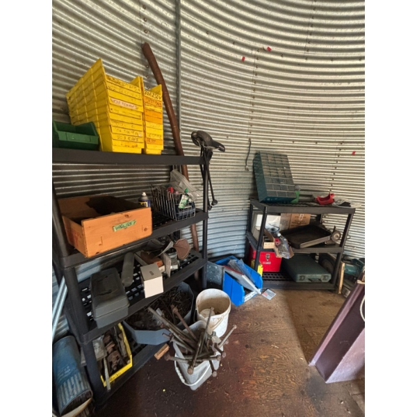 two plastic shelves, including all contents