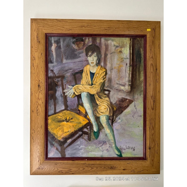  32 x 38 Oil On Canvas 1994, By Lewis Lavoy Titled 'Girl In Orange' 