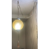 Image 1 : Mid Century Tasseled Swag Lamp - Spherical Amber Colored Light Solution 10T