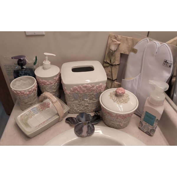 Bathroom Bundle #2- Porcelain Powder Room Set w/ New Luxury Bath Products & More