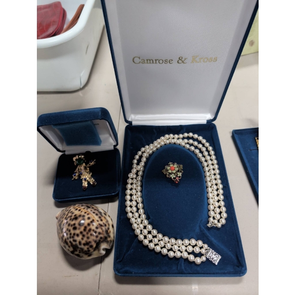 Camrose & Kross Jewelry Set with Necklace, Earrings, Ring, and Watch in Velvet Boxes