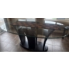 Image 2 : 5 Piece Contemporary Dining Set w/ Glass Top & Genuine Leather Upholstery