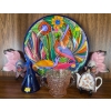 Image 1 : Colorful Peacock Mosaic Plate w/ Blue Bell Utensil Trivet Decorative Fish & More 