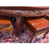 Image 3 : Chinese Tea Table Set With Red Lacquer Top and Mother-of-Pearl Figures