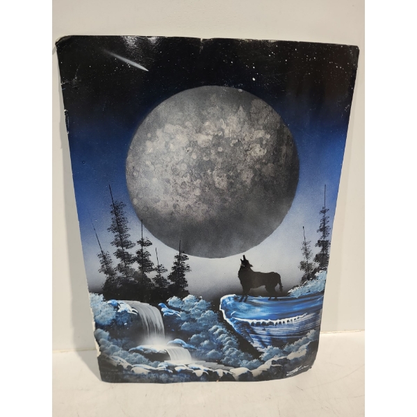Wolf Howling at Moon, Gloss Paper w/ Paint Photo Finish 14.5 x 20.5 
