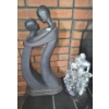 Carved Statue of Embracing Couple 11 W, 7 D,  25 T and Silver Painted Statue 13 T