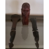 Image 1 : Tribal Hand Carved African  Head 'Isaka' (6T) w/ Lovely Wooden Fork & Spoon 