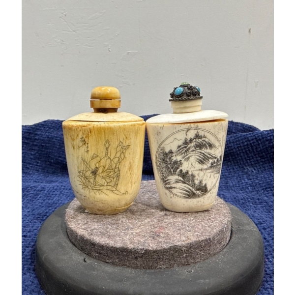 Wooden Snuff Bottles with Spoons 3H