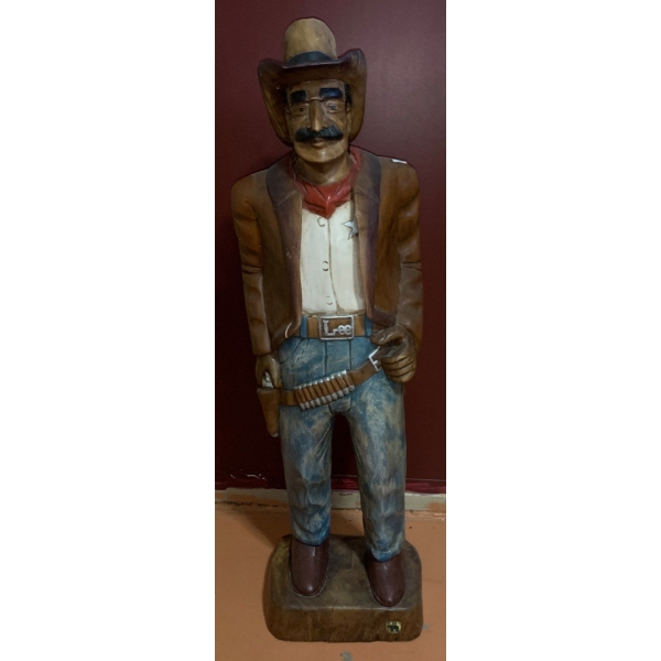 Cowboy Wooden Statue from Mandalay Box Company 41 T, 12 L, 10 W