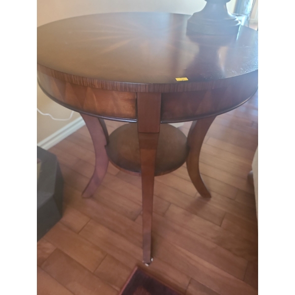 Wooden Table with Inlay Pattern (31"T, 28"W) 