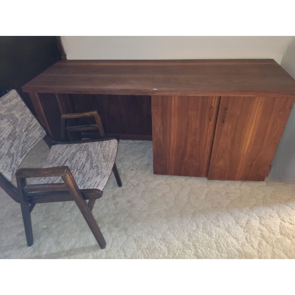 Wooden Desk 64 W, 22 D, 30 T and Chair 21 W, 19 D, 32 T 