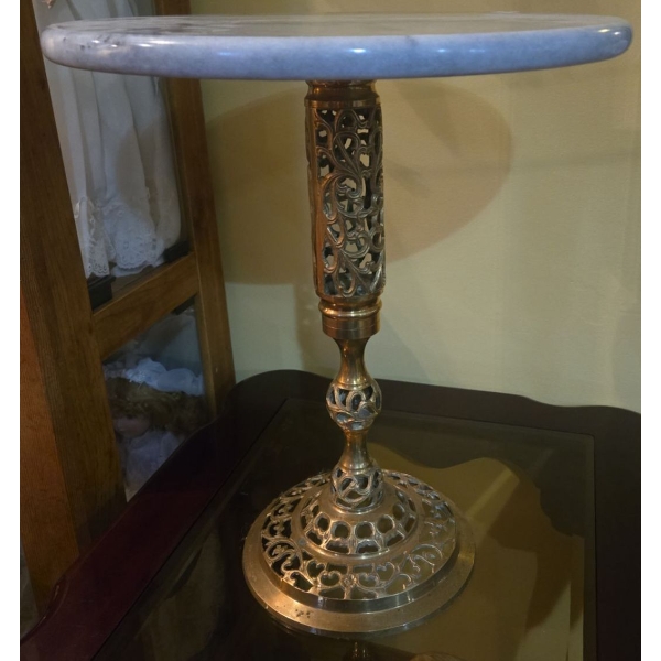 Stunning Side Table w/ Brass Base & Marble Top - 15W, 18T
