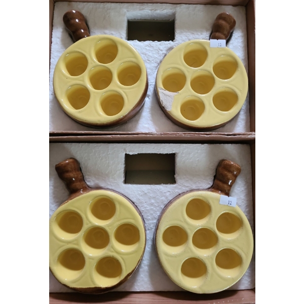 Vintage Escargot Serving Bowls by Feyel X4, One Chipped as Shown (Made in France) 