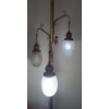 Image 2 : Vintage Tension Bar w/ Three Globe Lights 96 T as Pictured, Tension Adjusts Height 