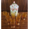 Image 3 : Amber Glass Goblets and Hand-Painted Ceramic Jar