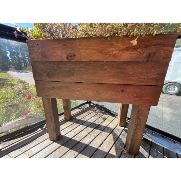 wooden planter box height 36” length 36” death 18”