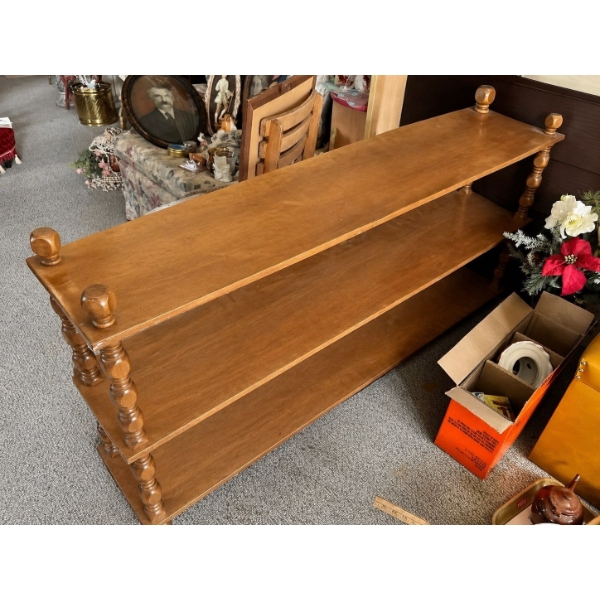 64”l x 31” H x 12”D traditional hand turned table. 

