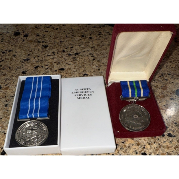 Vintage Royal Canadian Mounted Police Service Medals - 1 Sterling & 1 ESM
