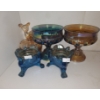 Image 1 : Vintage Glass- Two Goblet Bowls 5" Diameter Top, 5 T, Bird Candleholders and Deer Jar w/ Lid