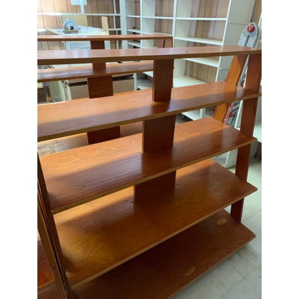 Wooden Commercial shelf Measuring 50”T, 49”L, 33”W