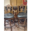 Image 2 : Micheal Amini Contemporary Home Bar Stools x2  Wood Carved W/ Beautiful Details 47 T, 26 W, 20 D