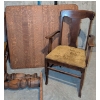 Image 5 : Antique Tiger Oak 10 Piece Dining Set w/ Velvet Upholstered Seating 