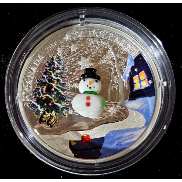 2014 $20 Venetian Glass Snowman - 99.9% Fine Silver Coin