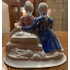 Image 3 : Antique Porcelain Watteau Lovers Figurine - Courting Couple 5" Tall