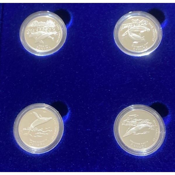 1998 Whales of Canada 50 Cent Coin Set 92.5% Silver 37.2 Grams