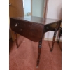 Dark Wood Table on Wheels with Drawer- With Side Flaps Opened 37 L,  29 W,  27 T