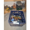 Image 1 : Assorted Model Railroad Buildings Incl: Valley Building and Milk Crate of Die Cast Vehicles