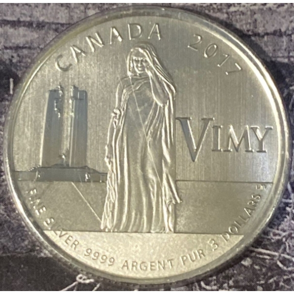 2017 $3 Battle of Vimy Ridge Fine Silver Coin