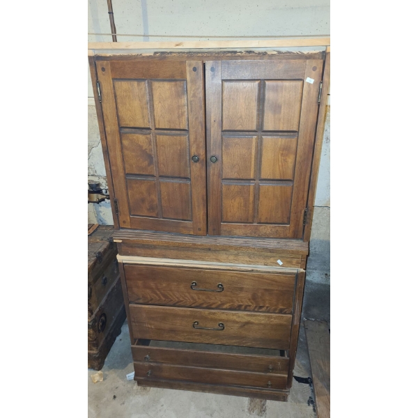 Wooden Cabinets with Brown Stain Finish- With Shelf  30T, 29 L, 16 W and 3 Drawer 30T, 29 L, 16 W