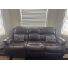 Image 5 : Genuine Leather 3 Seat Power Recliner Sofa In Burgundy 90x41x38 