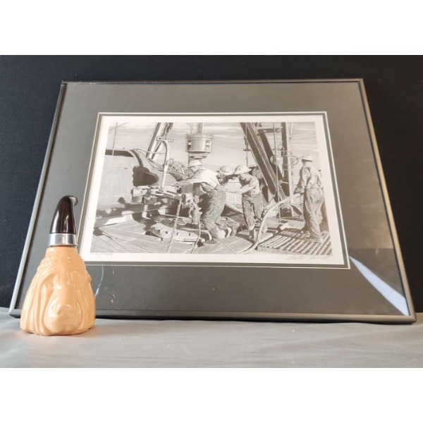 "Exertion" by Owen Garratt Pencil Signed Limited Ed, Print with Avon Bloodhound Bottle