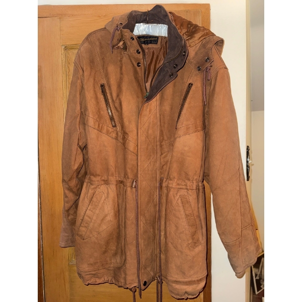 Men's Suede Genuine Safari Jacket w/ Hood & Drawstring Waist Size XL