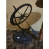 Image 3 : Antique Hand Carved Wooden Stool (13T) w/ Metal Sun Dial 