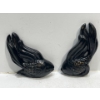 Chalk Fish, Pair of Black Fish with Gold Coloured Accents