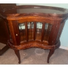 Image 2 : Vintage Regency Style Mahogany Kidney Shaped Mini Bar w/ Removable Tray 29x15x30